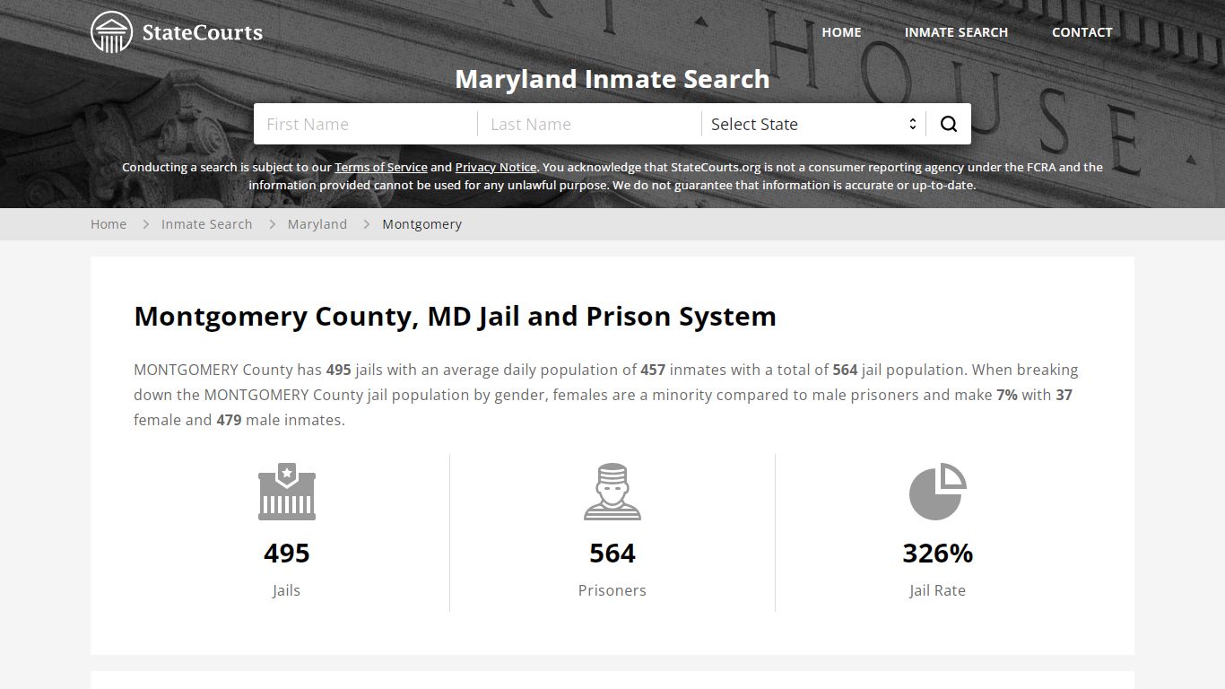 Montgomery County, MD Inmate Search - StateCourts